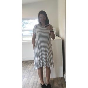 White with black stripes swing dress